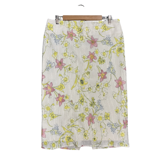 GEORGIA ALICE White Sequin Floral Midi Skirt Y0526