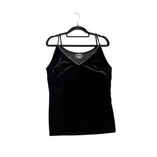 YVONNE BENETT vintage silk Velvet Studded tank Y0526