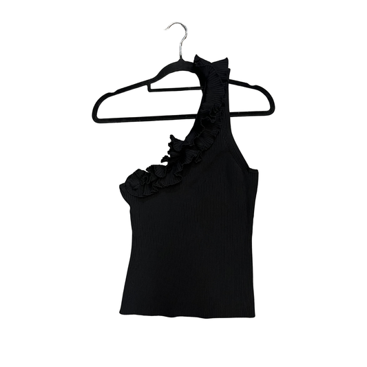 ZIMMERMAN black ruffle one shoulder top Y0526