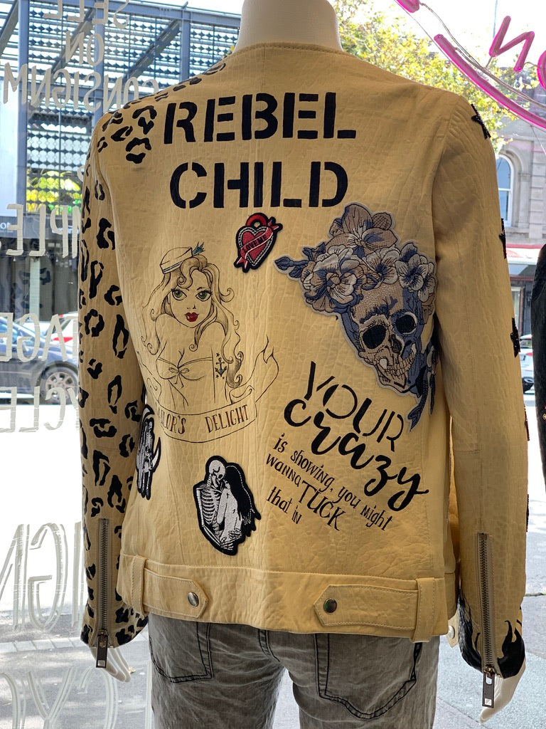 Rebel Child Buttermilk Genuine Leather Jacket Size M