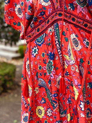 Boho Peacock Rayon Maxi Dress