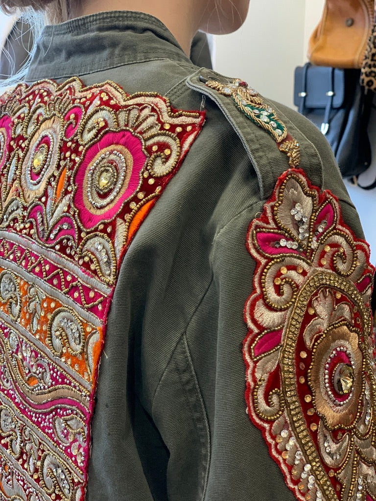 Khaki Army Embellished Jacket