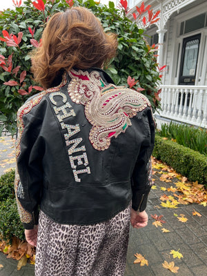 Chanel-esque Up-cycled Leather Jacket