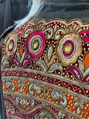 Khaki Army Embellished Jacket