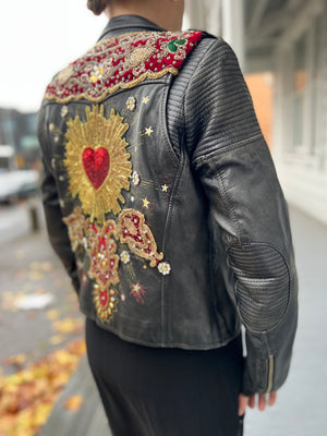 Sacred Heart Sunrise Up-cycled leather Jacket