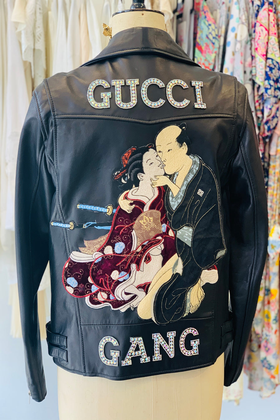 'Gucci Gang' Embellished Genuine Leather Jacket