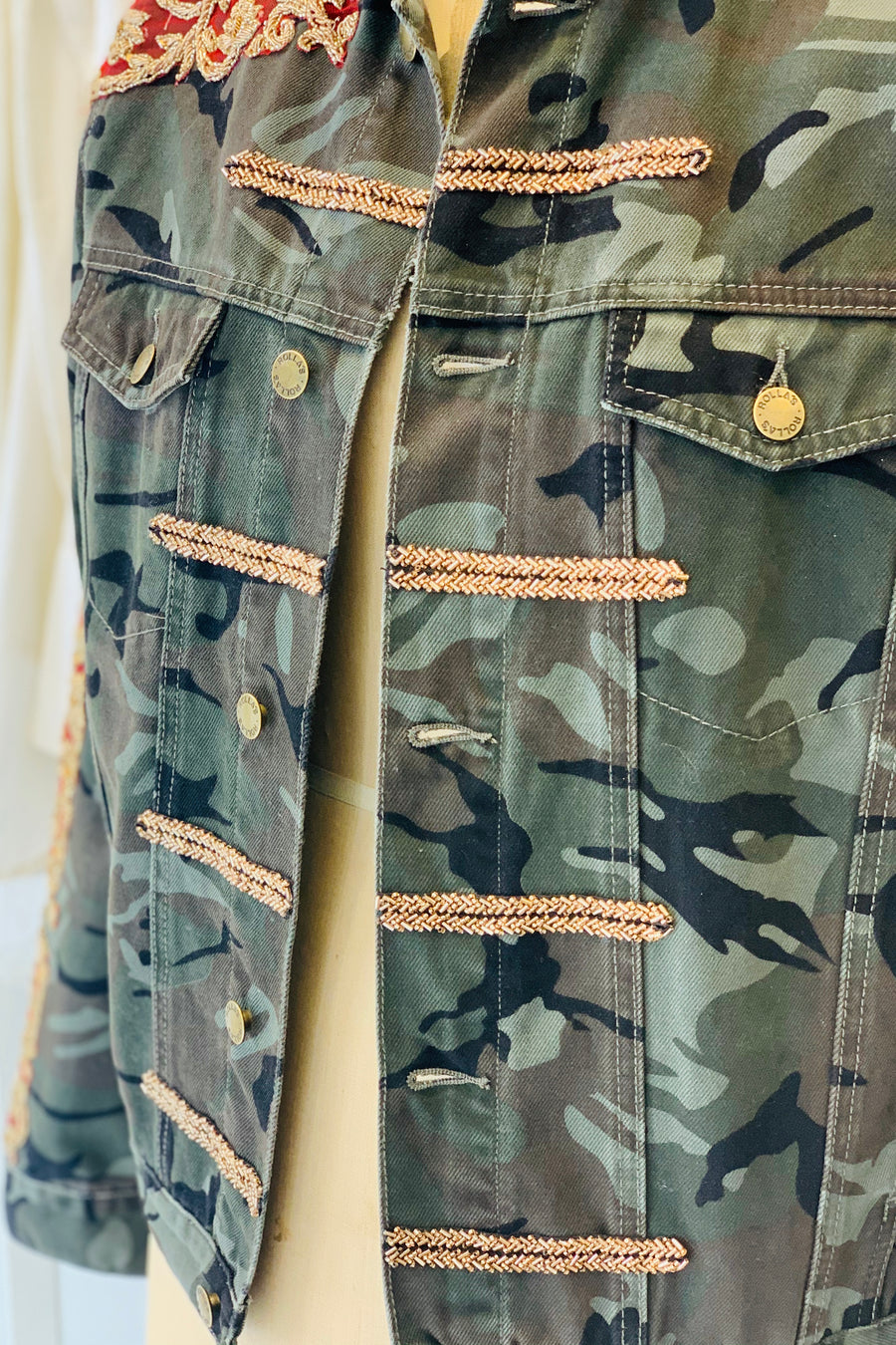 Camo Denim Military Jacket - Size Medium