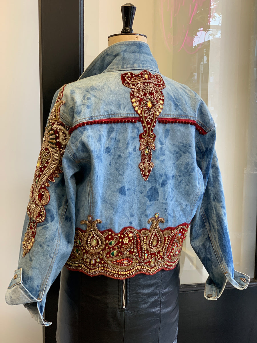 India Queen Upcycled Denim Jacket - Large